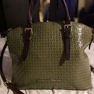 Handbag, Dooney & Bourke green with brown straps